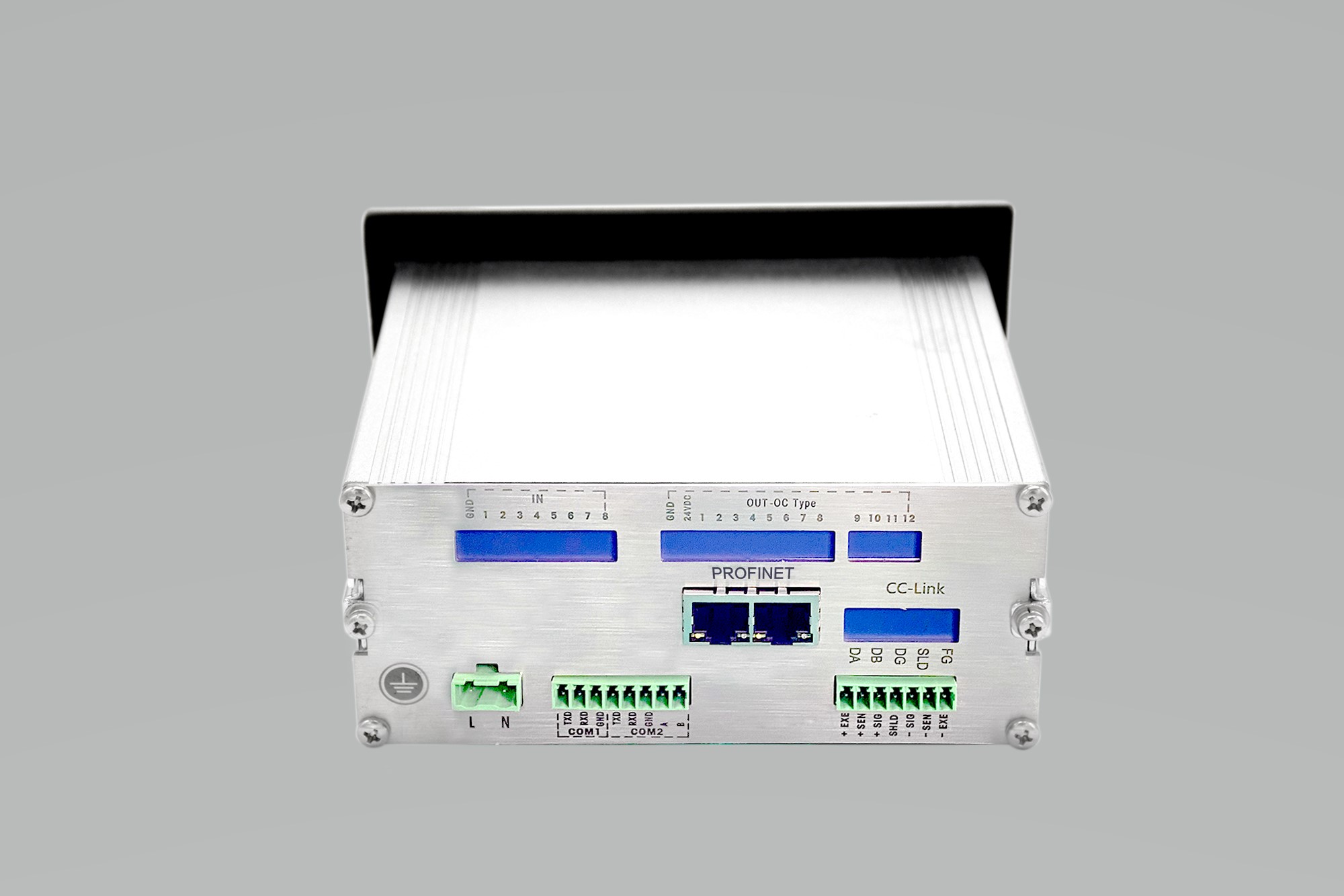 Order No. 85110C8, Model No.:ID511PC0G00A,ID511, Panel type, 2 serial ports(RS232+RS485),4-20mA analog output interface, MODBUS-RTU, Ethernet/IP interface, basic software, 7 LED, 110/220VAC